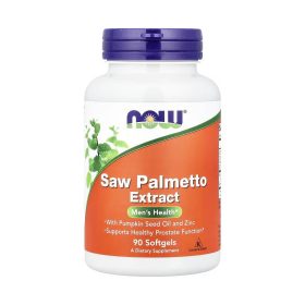NOW Foods, Extrait de Sawpalmetto chou palmiste, Avec huile de graine de courge et zinc, 160 mg, 90 capsules à enveloppe molle