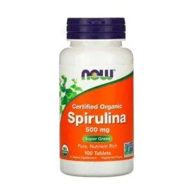 Spiruline certifiée biologique, 500 mg, 100 comprimés , Now Foods