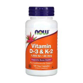 Now Foods, Vitamines D-3 et K-2, 120 capsules végétariennes