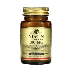 Solgar, Niacine (vitamine B3), 100 mg, 100 comprimés