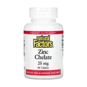 Natural Factors, Chélate de zinc, 25 mg, 90 comprimés
