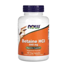 Chlorhydrate de bétaïne, 648 mg, 120 capsules végétariennes , NOW Foods