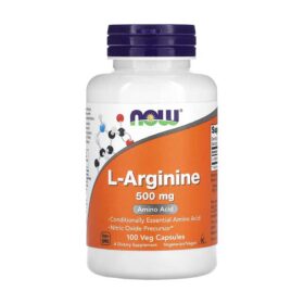 L-arginine, 500 mg, 100 capsules végétariennes , NOW Foods