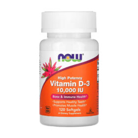 Vitamine D3, Haute efficacité, 10000 UI, 120 capsules à enveloppe molle ,NOW Foods
