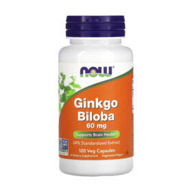 Ginkgo biloba, 60 mg, 120 capsules végétariennes, NOW Foods