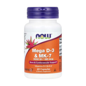 Mega D-3 et K2 - MK-7, 5000 UI/180 µg, , NOW Foods