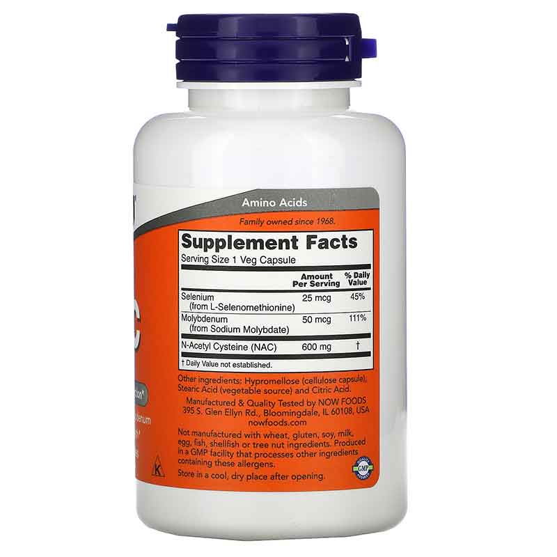 NOW Foods NAC 600 mg – 100 capsules végétales – Image 2