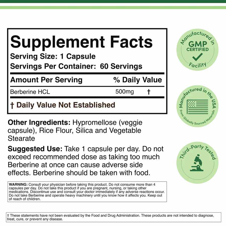 Berbérine 500 mg 60 VEG Caps Complément Naturel pour Métabolisme, Double Wood – Image 2